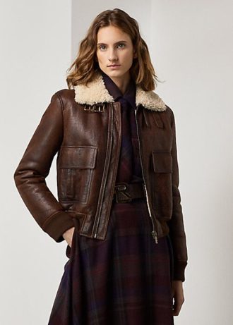 Brown Women’s Ralph Lauren Niketa Burnished Merino Shearling Jackets