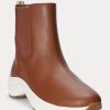 Brown Women’s Ralph Lauren Rylee Burnished Leather Slip-On Sneakers