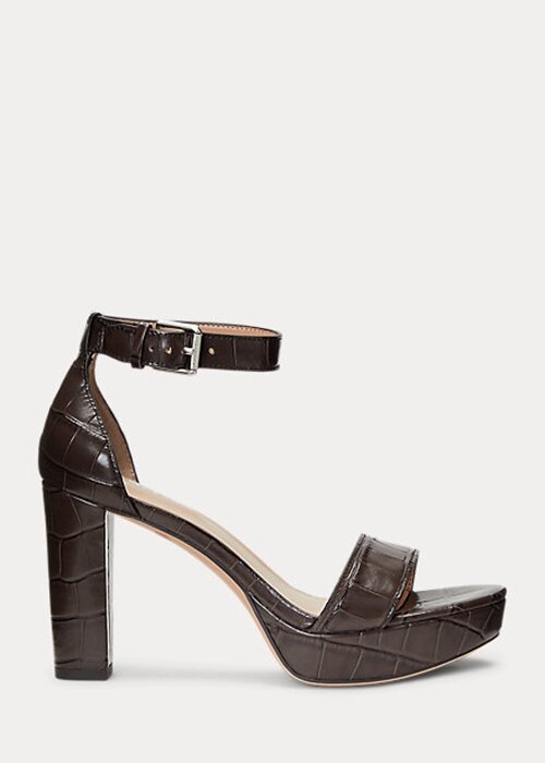 Brown Women’s Ralph Lauren Sylvia Embossed Leather Heels Brown Women’s Ralph Lauren Sylvia Embossed Leather Heels