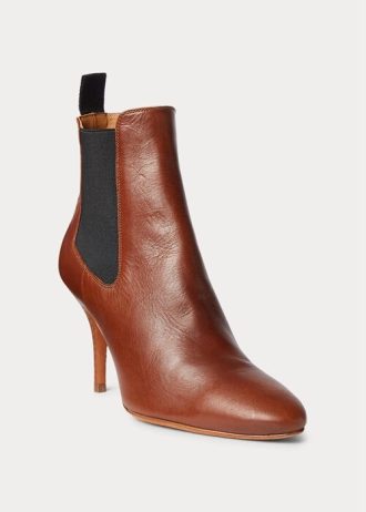 Brown Women’s Ralph Lauren Vachetta Calfskin Kitten-Heel Boots