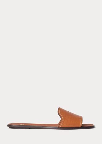 Brown Women’s Ralph Lauren Vachetta Leather Slippers