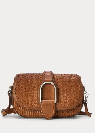Brown Women’s Ralph Lauren Woven Calfskin Welington Crossbody Bags