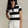 Cream / Black Women’s Ralph Lauren Slim Fit Cable-Knit Polo Shirts