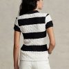 Cream / Black Women’s Ralph Lauren Slim Fit Cable-Knit Polo Shirts