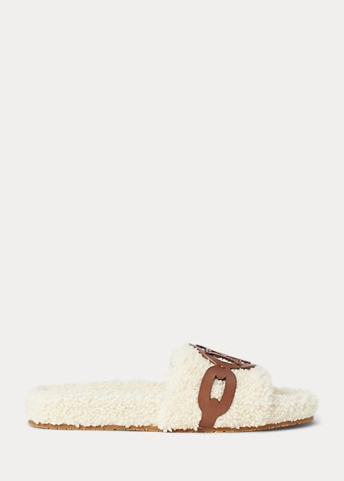 Cream Women’s Ralph Lauren Dixie Leather-Trim Shearling Flat Shoes Cream Women’s Ralph Lauren Dixie Leather-Trim Shearling Flat Shoes