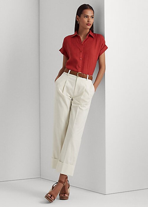 Cream Women’s Ralph Lauren Double-Faced Stretch Cotton Ankle Pants Cream Women’s Ralph Lauren Double-Faced Stretch Cotton Ankle Pants