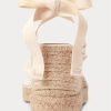 Cream Women’s Ralph Lauren Fringe-Trim Canvas Wedge Flat Shoes