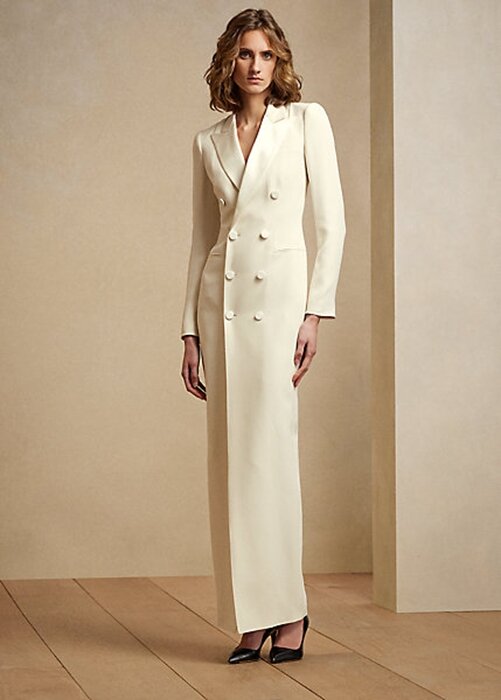 Cream Women’s Ralph Lauren Kristian Silk Tuxedo Dress Cream Women’s Ralph Lauren Kristian Silk Tuxedo Dress