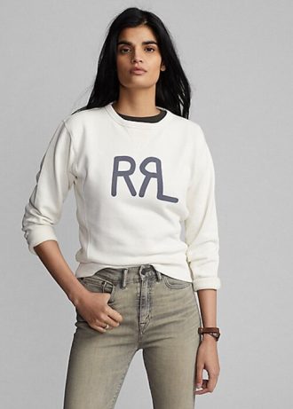 Cream Women’s Ralph Lauren Logo French Terry Crewneck Sweatshirts