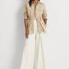 Cream Women’s Ralph Lauren Pleated Crepe Wide-Leg Pants