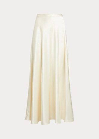 Cream Women’s Ralph Lauren Satin A-Line Skirts