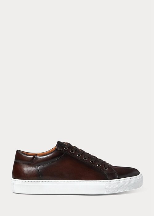 Dark Brown Men’s Ralph Lauren Severn Burnished Calfskin Sneakers Dark Brown Men’s Ralph Lauren Severn Burnished Calfskin Sneakers