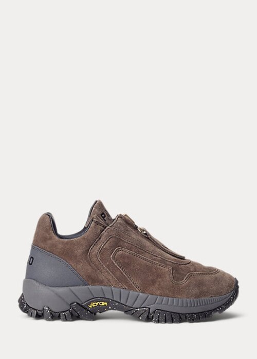 Dark Grey Women’s Ralph Lauren Grayson Calf-Suede Zip Sneakers Dark Grey Women’s Ralph Lauren Grayson Calf-Suede Zip Sneakers