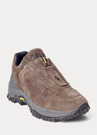 Dark Grey Women’s Ralph Lauren Grayson Calf-Suede Zip Sneakers