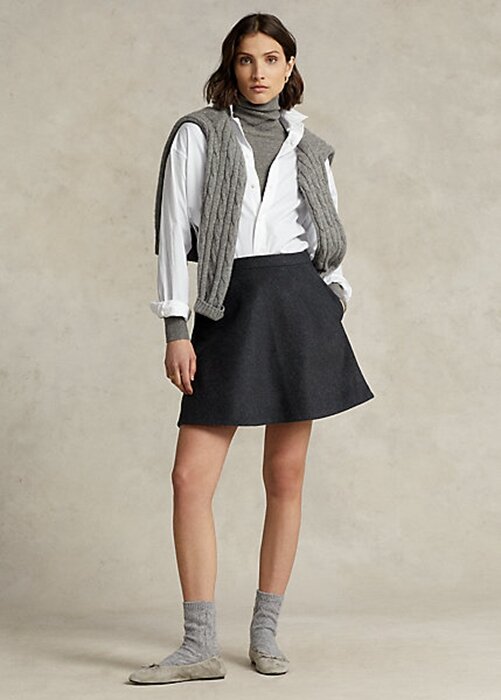 Dark Grey Women’s Ralph Lauren Wool-Cashmere Melton A-Line Skirts Dark Grey Women’s Ralph Lauren Wool-Cashmere Melton A-Line Skirts