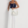 French Navy Dot/Cream Women’s Ralph Lauren Polka-Dot Leather Medium Handbag