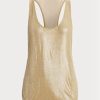 Gold Women’s Ralph Lauren Presling Embellished Tulle Blouse  Tops