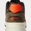 Green Men’s Ralph Lauren Trackster 200 Suede & Camo Twill Sneakers