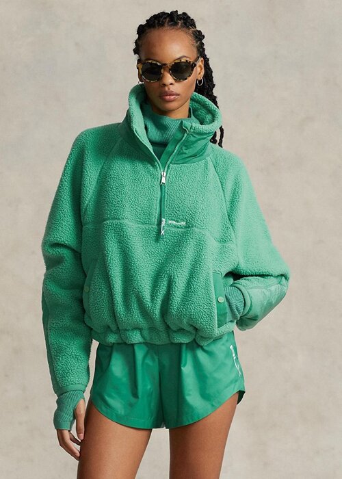 Green Women’s Ralph Lauren Ripstop-trim High-pile Fleece Pullover Sweatshirts Green Women’s Ralph Lauren Ripstop-trim High-pile Fleece Pullover Sweatshirts