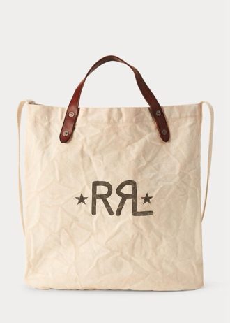 Greige Women’s Ralph Lauren Logo Canvas Market Tote Bags