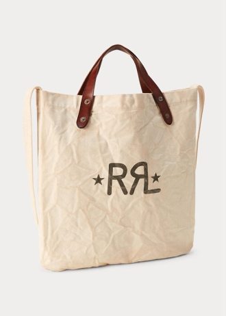 Greige Women’s Ralph Lauren Logo Canvas Market Tote Bags