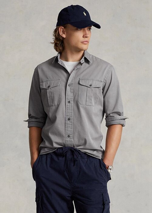 Grey Men’s Ralph Lauren Classic Fit Chino Work Shirts Grey Men’s Ralph Lauren Classic Fit Chino Work Shirts