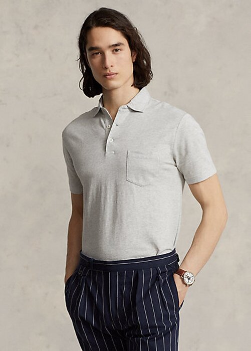 Grey Men’s Ralph Lauren Custom Slim Fit Cotton-Linen Polo Shirts Grey Men’s Ralph Lauren Custom Slim Fit Cotton-Linen Polo Shirts
