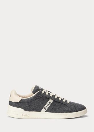 Grey Men’s Ralph Lauren Heritage Court II Flannel Sneakers