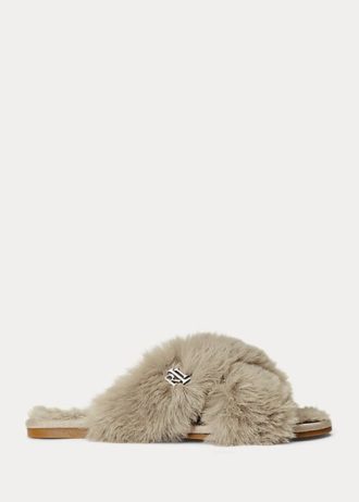 Grey Women’s Ralph Lauren Sydni Faux-Fur Flat Shoes