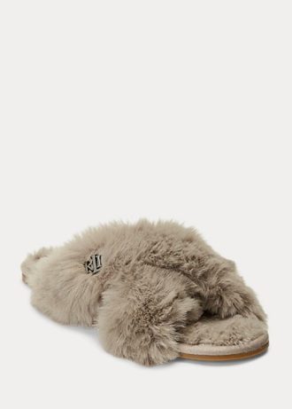 Grey Women’s Ralph Lauren Sydni Faux-Fur Flat Shoes