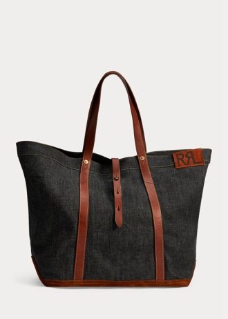 Indigo Women’s Ralph Lauren Leather-Trim Denim Tote Bags