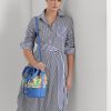 Khaki/New England Blue Women’s Ralph Lauren Monogram Large Andie Handbag