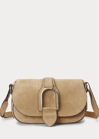 Khaki Women’s Ralph Lauren Calf-Suede Welington Crossbody Bags