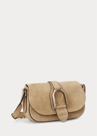 Khaki Women’s Ralph Lauren Calf-Suede Welington Crossbody Bags