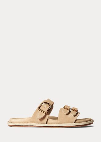 Khaki Women’s Ralph Lauren Ezra Calfskin Suede Sandals