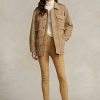 Khaki Women’s Ralph Lauren Lambskin Suede Leggings