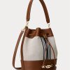 Lauren Tan/ Navy Stripe Women’s Ralph Lauren Canvas Large Andie Handbag