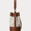 Lauren Tan/ Navy Stripe Women’s Ralph Lauren Canvas Large Andie Handbag