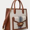 Lauren Tan/Navy Women’s Ralph Lauren Canvas Large Symone Tote Bags