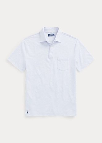 Light Blue Men’s Ralph Lauren Custom Slim Fit Cotton-Linen Polo Shirts