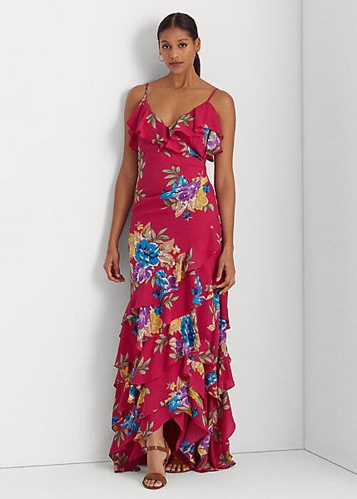 Multicolor Women’s Ralph Lauren Floral Georgette Tiered Gown Dress Multicolor Women’s Ralph Lauren Floral Georgette Tiered Gown Dress