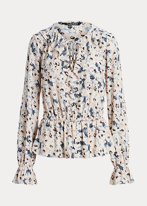Multicolor Women’s Ralph Lauren Floral Jersey Tie-Neck Peplum Tops Multicolor Women’s Ralph Lauren Floral Jersey Tie-Neck Peplum Tops