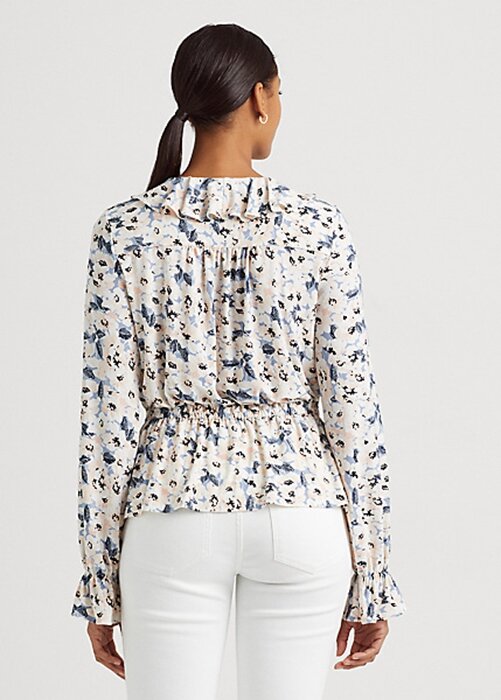 Multicolor Women’s Ralph Lauren Floral Jersey Tie-Neck Peplum Tops Multicolor Women’s Ralph Lauren Floral Jersey Tie-Neck Peplum Tops