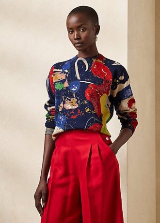 Multicolor Women’s Ralph Lauren Print Cotton Crewneck Sweaters