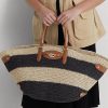 Natural/Black/Lauren Tan Women’s Ralph Lauren Striped Straw Medium Daphney Tote Bags Natural/Black/Lauren Tan Women’s Ralph Lauren Striped Straw Medium Daphney Tote Bags
