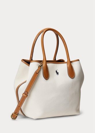 Natural/Navy Women’s Ralph Lauren Reversible Canvas Medium Bellport Tote Bags