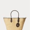 Natural Women’s Ralph Lauren Leather-Trim Straw Medium Bellport Tote Bags