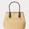 Natural Women’s Ralph Lauren Leather-Trim Straw Medium Bellport Tote Bags