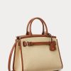 Natural Women’s Ralph Lauren Raffia & Calfskin Medium RL50 Handbag