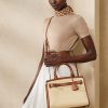 Natural Women’s Ralph Lauren Raffia & Calfskin Medium RL50 Handbag